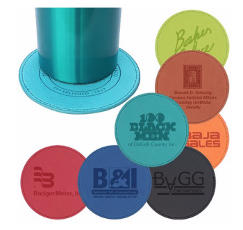 IPOSH PU LEATHER ROUND COASTER