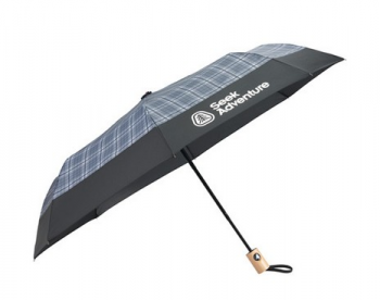 42" Recycled PET Auto Open Plaid Folding Umbrella