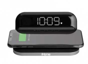 iHome IW18 Compact Alarm Clock with Qi Wireless and USB Charging