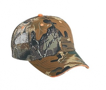 OTTO Camouflage Cotton Blend Twill Sandwich Visor 6 Panel Low Profile Mesh Back Trucker Hat