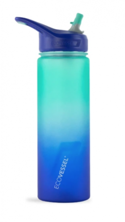 THE WAVE - BPA FREE PLASTIC SPORTS WATER BOTTLE WITH STRAW - 24 OZ