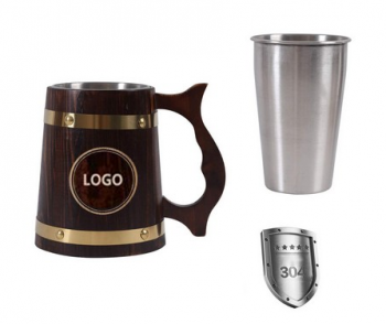 17 OZ Retro wooden beer mug