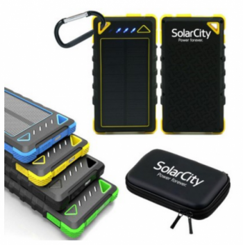 8000 mAh Dual-USB Water Resistant Solar Power Bank Battery Charger