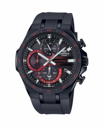 CASIO Edifice Solar Multi-Dial Black Stainless Steel Watch, Black Dial