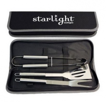 BBQ Tool Set In Zipper Pouch- 3 Pieces