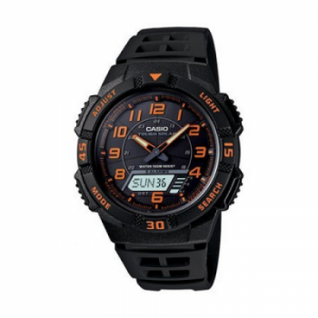 Casio Ana/Digi Solar Powered Watch, Black Resin Band