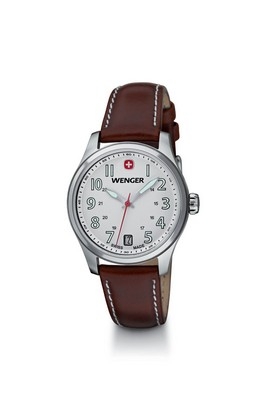 Terragraph Small Metallic White Dial/ Brown Leather Strap Watch