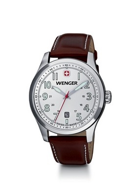 Terragraph Large Metallic White Dial/ Brown Leather Strap Watch