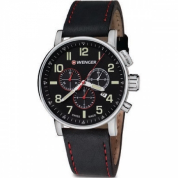 Attitude Large Black Dial/ Chronograph/ Black Leather Strap Watch