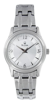 Bulova Ladies' Round Silver Dial Watch w/ Arabic Numbers & Bracelet
