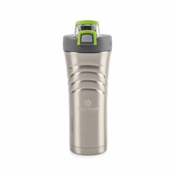 Thermos® Stainless Steel Shaker Bottle with Integrated Mixer - 24 Oz. Black-Green