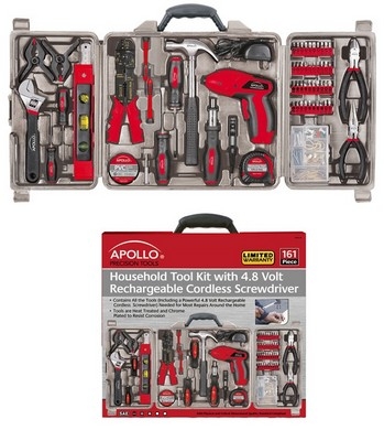 161 Piece Household Tool Kit w/4.8 Screwdriver