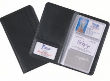 Leather 3-Up Business Card File 