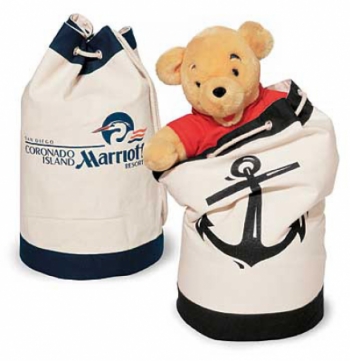 Classic Cotton Canvas Drawstring Duffel Bag - Navy