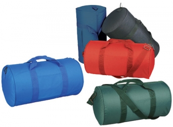 600D Poly vinyl duffel roll bag 1 zipper compartment pocket handle adjustable strap