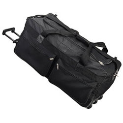 600D poly vinyl rolling duffel Bag 30" zipper pocket pulling metal handle strap bag