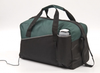 Duffel bag.Large main compartment with front pocket for bottle holder and cell phone or iPod holde