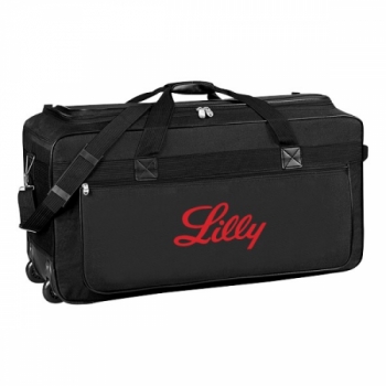 600 denier poly 22" wheeled duffel bag.