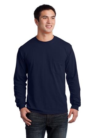 Gildan - Ultra Cotton 100% Cotton Long Sleeve T-Shirt with Pocket.