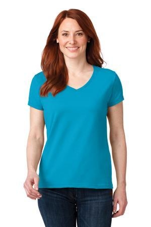 Anvil Ladies 100% Ring Spun Cotton V-Neck T-Shirt.
