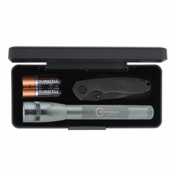 LED AA Mini Mag-Lite® with Warhawk Pocket Knife - Black