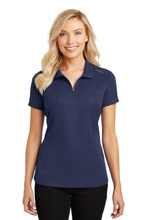 Port Authority Ladies Pinpoint Mesh Zip Polo.