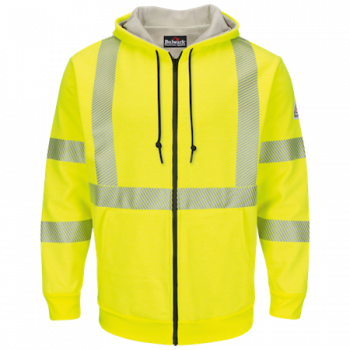 Hi-Visibility Zip-Front Hooded Fleece Sweatshirt with Waffle Lining