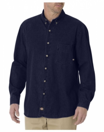 Dickies® Men's Long Sleeve Button-Down Denim Shirt