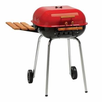 Americana Grills Swinger Charcoal Grill with Side Shelf, Red