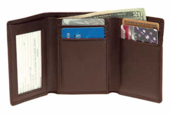 Leather Men's Tri-Fold Wallet w/ Double ID Window