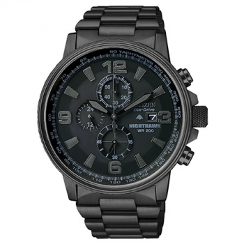 Mens Citizen Nighthawk Chronograph Eco-Drive Watch 