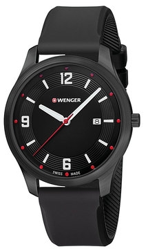 Wenger City Active Large Black PVD Case Black Dial Black Silicone Strap