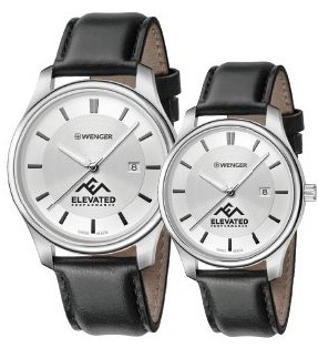 Wenger City Classic White Metallic Dial Black Leather Strap