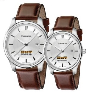 Wenger City Classic White Metallic Dial Brown Leather Strap