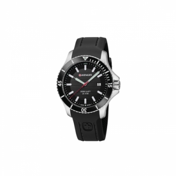Wenger Seaforce Large Blackor Blue  Dial Black Silicone Strap
