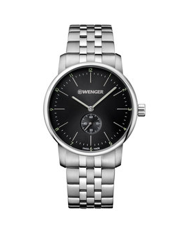 Wenger Urban Classic, Large Sub Second Black Dial, Stainless Steel Bracelet