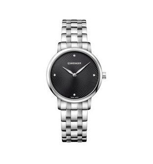 Wenger Urban Donnissima, Small Black Dial, Stainless Steel Bracelet