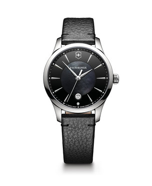 Victorinox Alliance Small Black Dial with Diamond Marker, Black Leather Strap