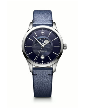 Victorinox Alliance Small Moon Phase Blue Dial with Diamond Marker, BlueLeather Strap