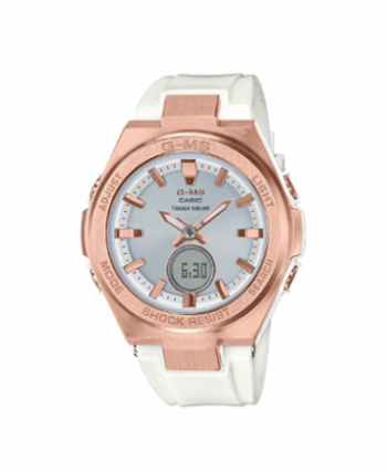 BABY-G G-MS ANALOG/DIGITAL RESIN STRAP WATCH, WHITE/ROSE