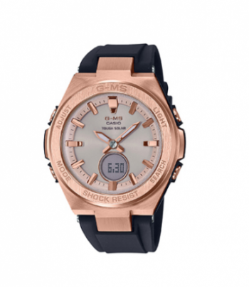 BABY-G G-MS ANALOG/DIGITAL RESIN STRAP WATCH, BLACK/ROSE
