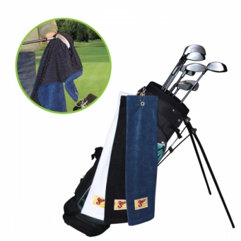Microfiber Scrubber Golf Towel - Trifold Hook & Grommet