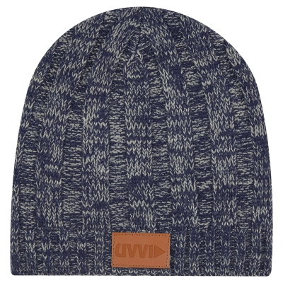 KNIT BEANIE WITH LEATHER TAG